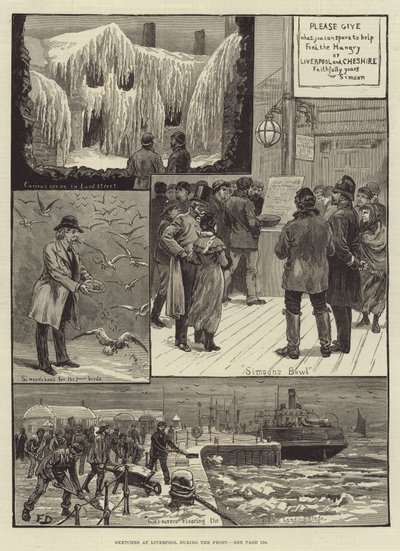 Schetsen in Liverpool tijdens de vorst door Frank Dadd